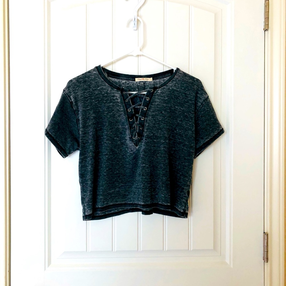 Black lace up shirt size S